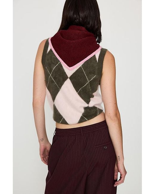 By Anthropologie Brown Small Tipped Knit Triangle Scarf