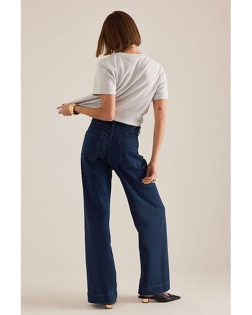 Maeve Blue The Colette Full-Length Wide-Leg Jeans By
