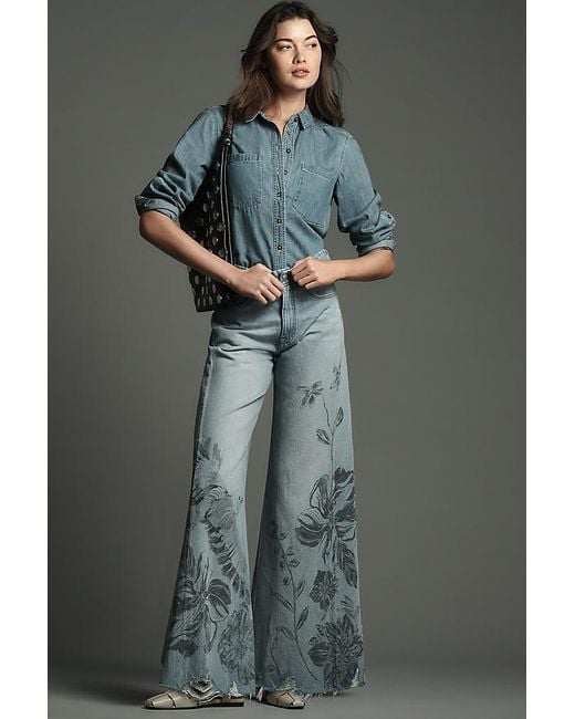 Pilcro Gray The Adi Mid-Rise Relaxed Flare Jeans By Patterned Edition