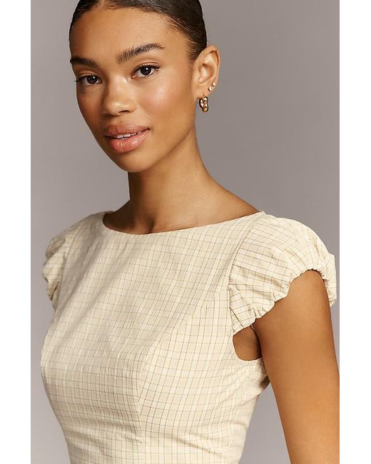 Astr Natural Emalee Basque-Waist Midi Dress