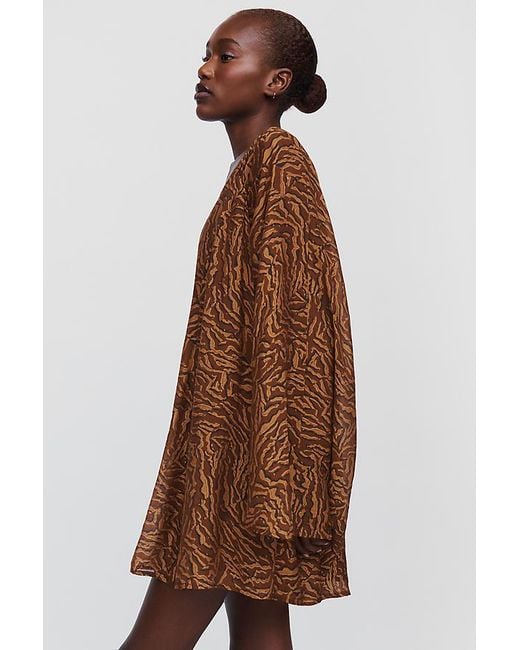 By Anthropologie Brown Bell-Sleeve Playsuit