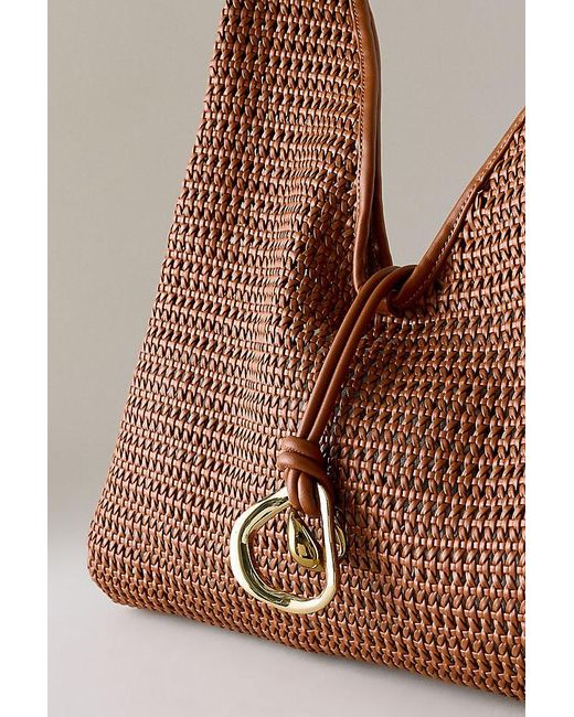 Dolce Vita Brown Missie Raffia Mesh Tote Bag