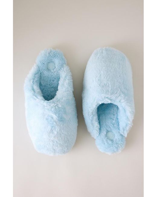 Maeve Blue Faux-Fur Scuff Slippers