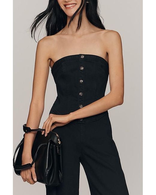 Pilcro Blue Strapless Corset Denim Jumpsuit