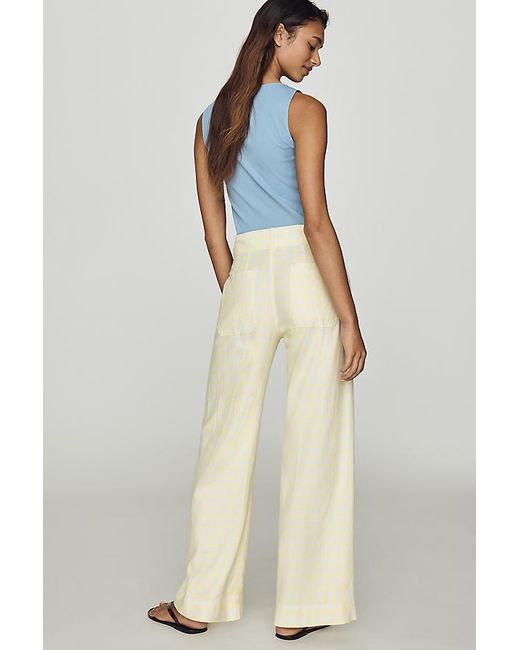 Maeve Blue The Colette Linen-Blend Stretch Wide-Leg Trousers By
