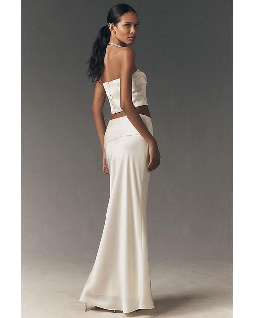 Mare Mare Gray Satin Maxi Skirt & Strapless Top Set