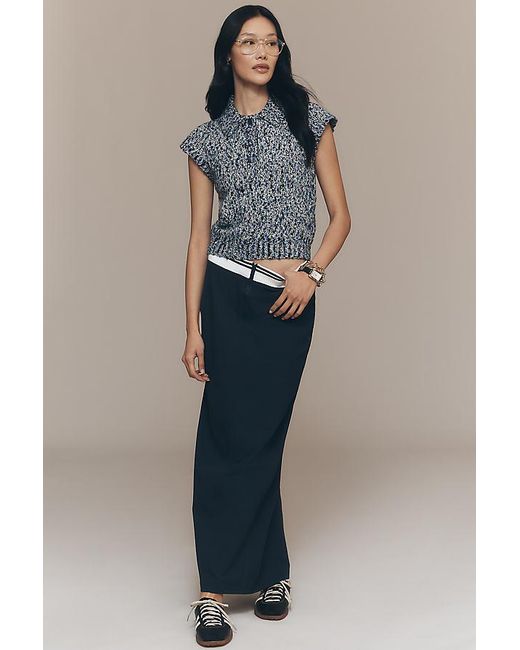 ALIGNE Blue Lexi Wool-Blend Knitted Polo Top