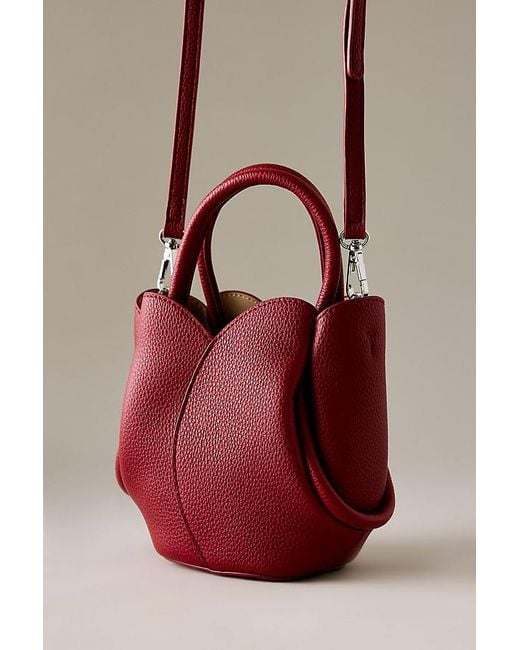 Melie Bianco Red Tulip Top-Handle Crossbody Mini Tote Bag