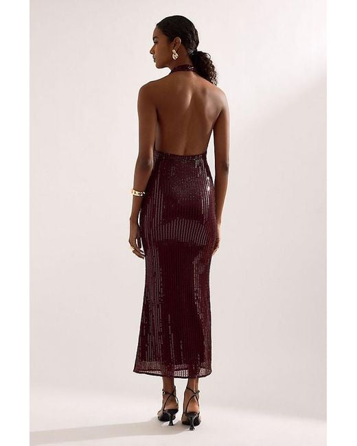 Bardot Purple Nola Sequin Cowl-Neck Maxi Dress