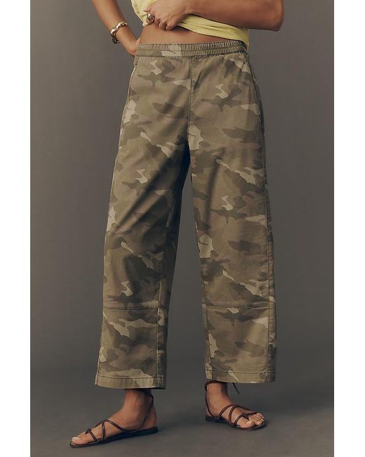 Pilcro Gray The Izzie Relaxed Pull-On Barrel Trousers By Printed Twill Edition