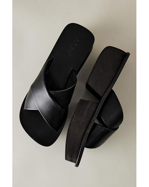 ASRA Brown Moro Cross-strap Platform Sandals