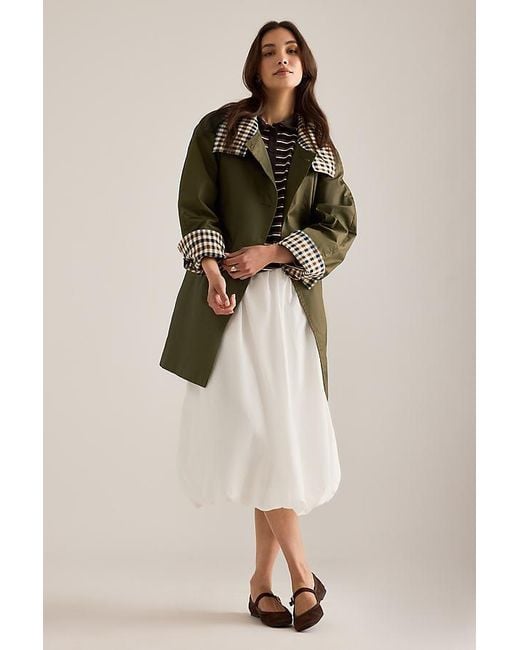 By Anthropologie Green Tie-Waist Waxed Jacket