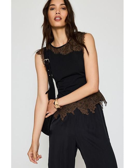 Never Fully Dressed Black Lace Jersey Top