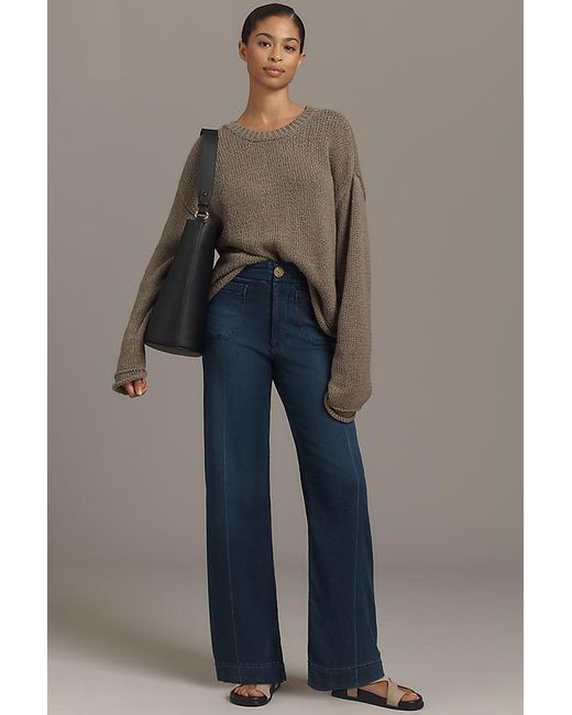 Maeve Blue The Colette Full-Length Wide-Leg Jeans By