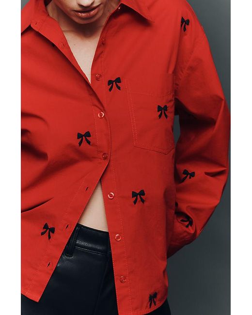 Maeve Red The Shrunken Bennet Buttondown Shirt By