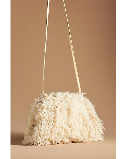 Maeve Natural The Frankie Clutch Bag: Feather Confetti Edition