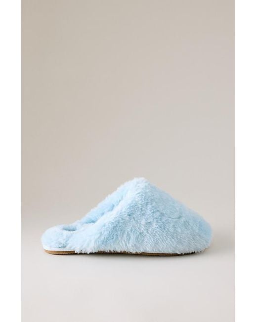 Maeve Blue Faux-Fur Scuff Slippers