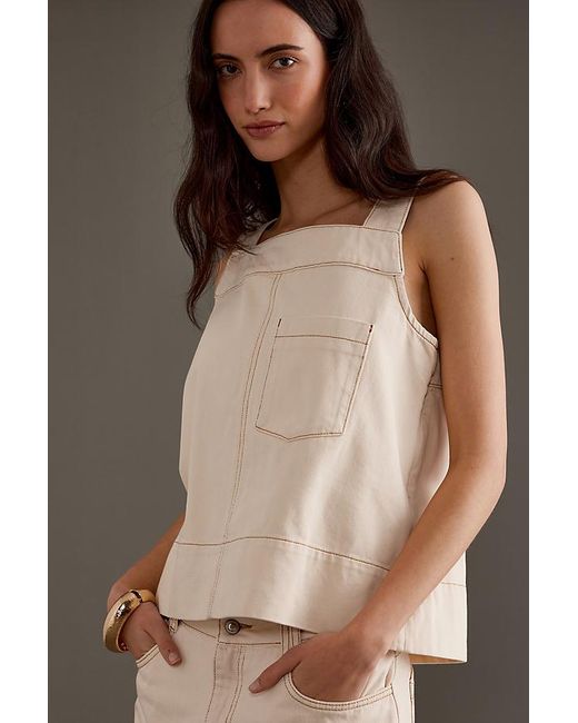 ALIGNE Brown Meadow Sleeveless Square-neck Top