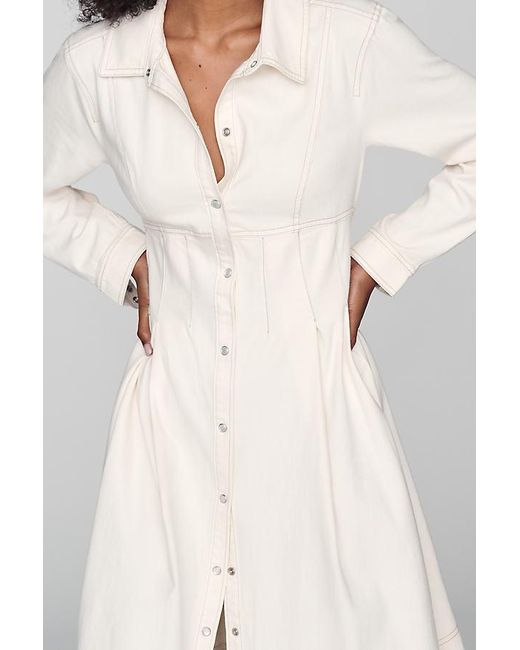 Pilcro White Denim Waisted Midi Shirt Dress
