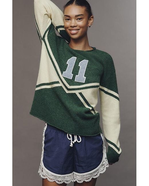 Sundry Green Varsity Patch Jumper