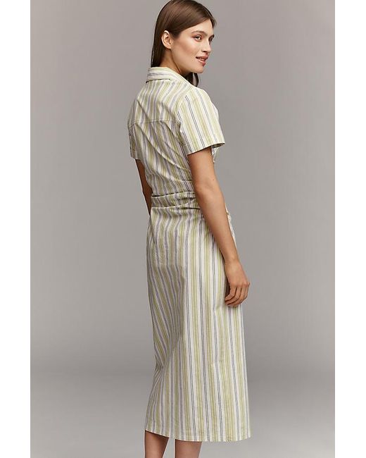 Pilcro Natural Cotton Stretch Midi Shirt Dress