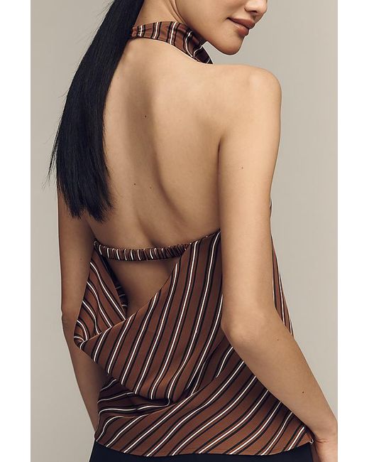 Maeve Brown Satin Halter Tank Top