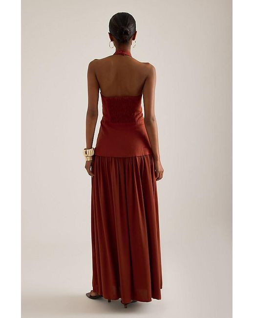 Faithfull The Brand Red Tali Linen-Blend Drop-Waist Maxi Dress