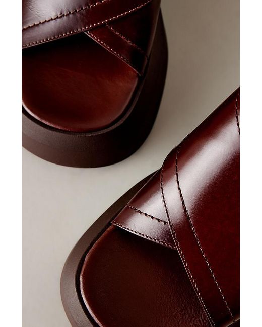 Miista Brown E8 By Raissa Cross-strap Open-toe Leather Mules