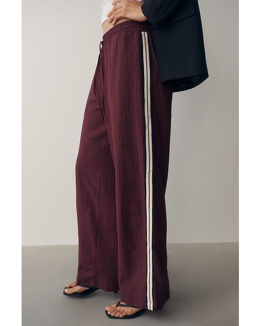 Maeve Blue Check Side-Stripe Track Pants