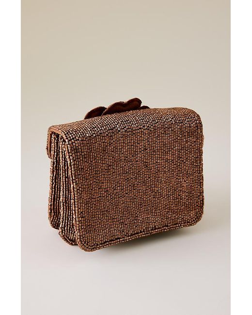 By Anthropologie Brown Beaded Wristlet