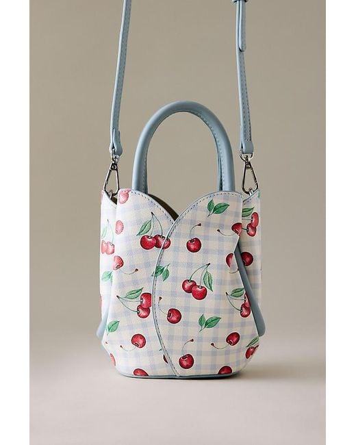 Melie Bianco Gray Tulip Top-Handle Crossbody Mini Tote Bag
