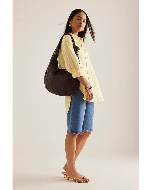Melie Bianco Brown The Brigitte Woven Faux-Leather Satchel Bag By Oversized Edition