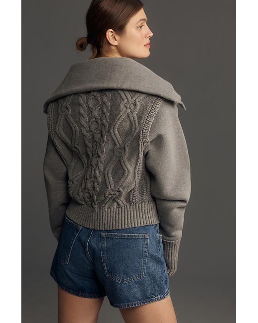 Pilcro Gray Cable Knit Oversized Collar Jumper