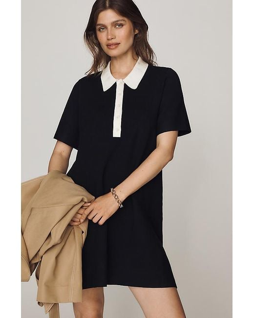 By Anthropologie Black Pollie Mini Swing Jumper Dress