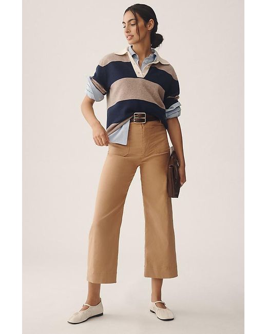 Maeve Natural The Colette Cropped Wide-Leg Trousers By
