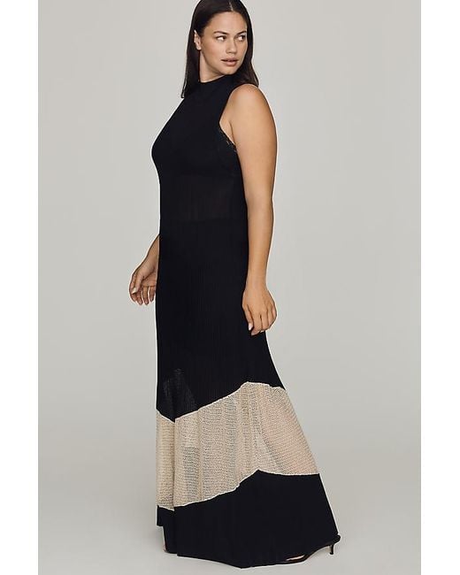 By Anthropologie Gray Sheer Panel Midi Dress