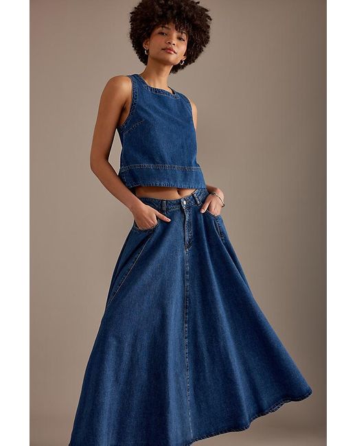 ALIGNE Blue Luna Volume Denim Maxi Skirt
