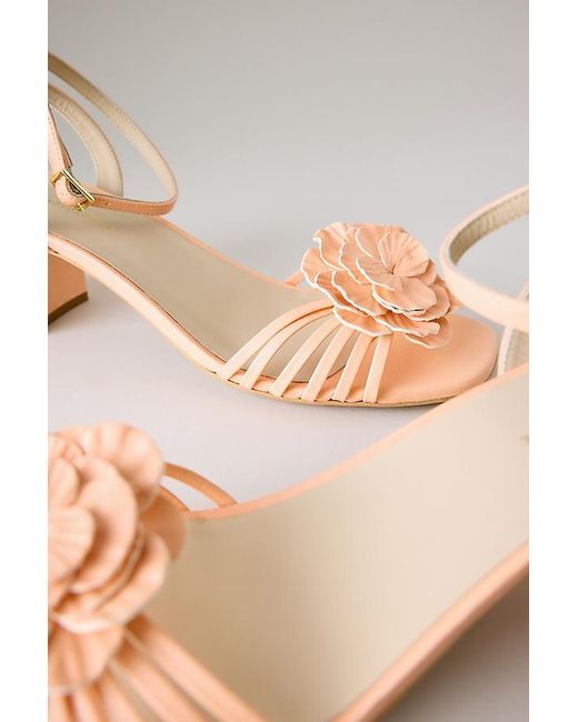 By Anthropologie Natural Floral Strappy Sandal Heels