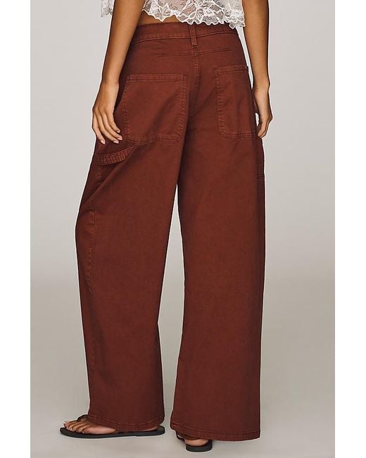 Pilcro Brown The Kayden High-Rise Full Length Carpenter Barrel Trousers By