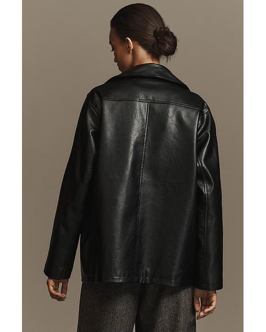 Maeve Brown Faux-Leather Long Jacket