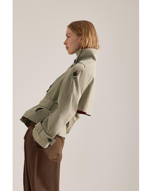 By Anthropologie Brown Lottie Cropped Trench Coat