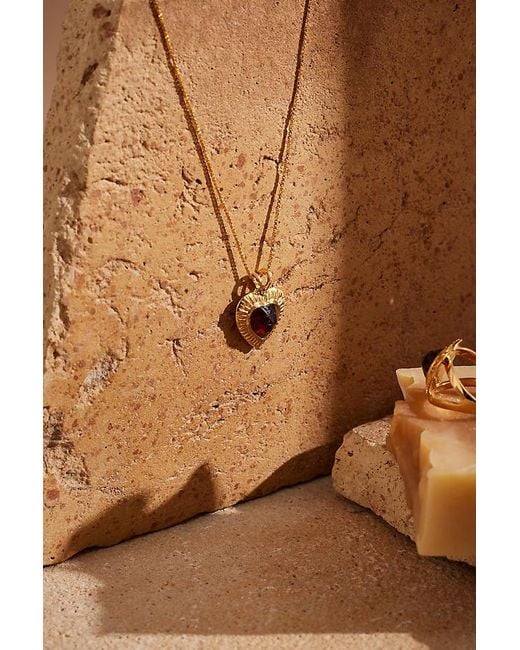 Rachel Jackson Black Mini Garnet Heart Necklace