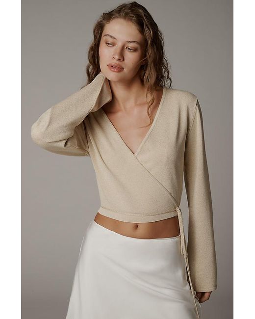 Flat White Brown Shimmered Kimono Top