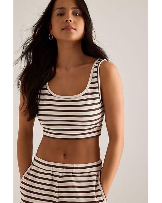 4th & Reckless Brown Liorra Stripe Crop Top