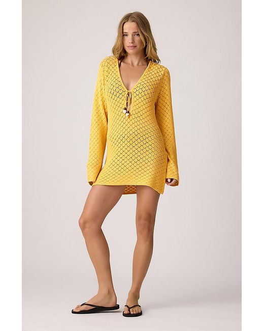 4th & Reckless Yellow Callista Long-Sleeve Knit Mini Dress