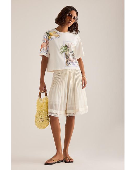 By Anthropologie Natural Amalfi Graphic Boxy T-Shirt