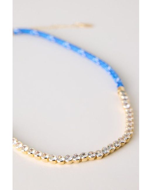 By Anthropologie Blue Corded Crystal Necklace