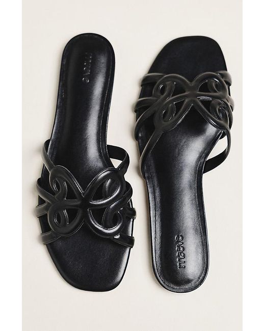 Maeve Black Logo Slide Sandals