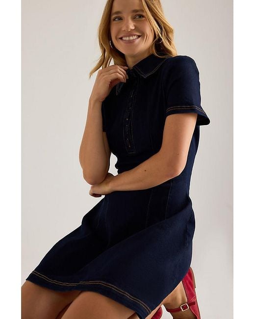 Odd Muse Blue Denim Collared Mini Dress