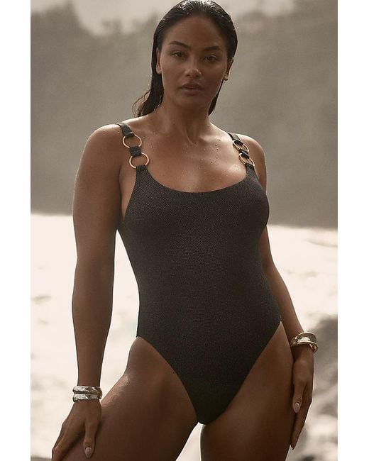 Jets by Jessika Allen Black Tirari Nights Scoop-Neck One-Piece Swimsuit
